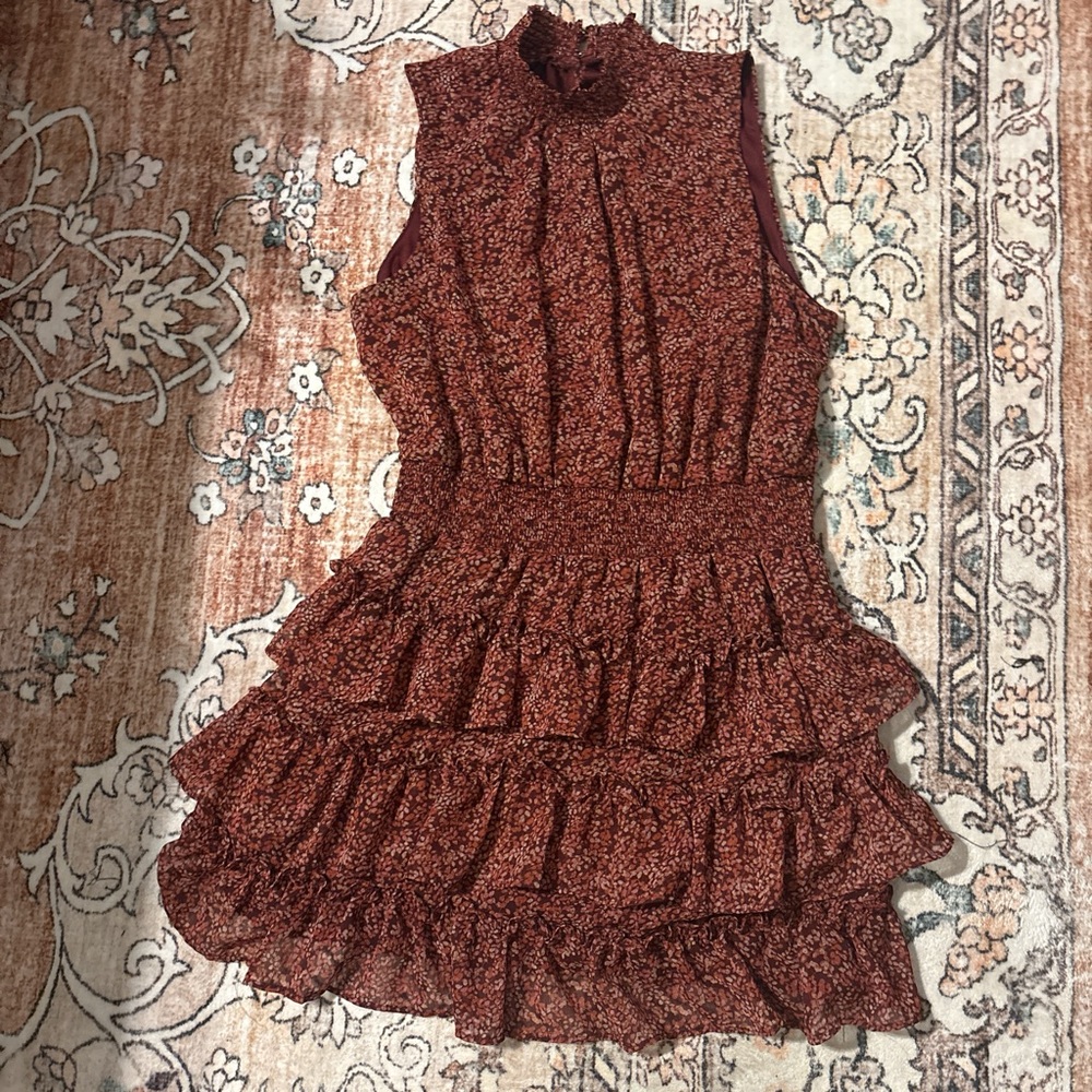 STATE Burgundy Floral Mini Dress